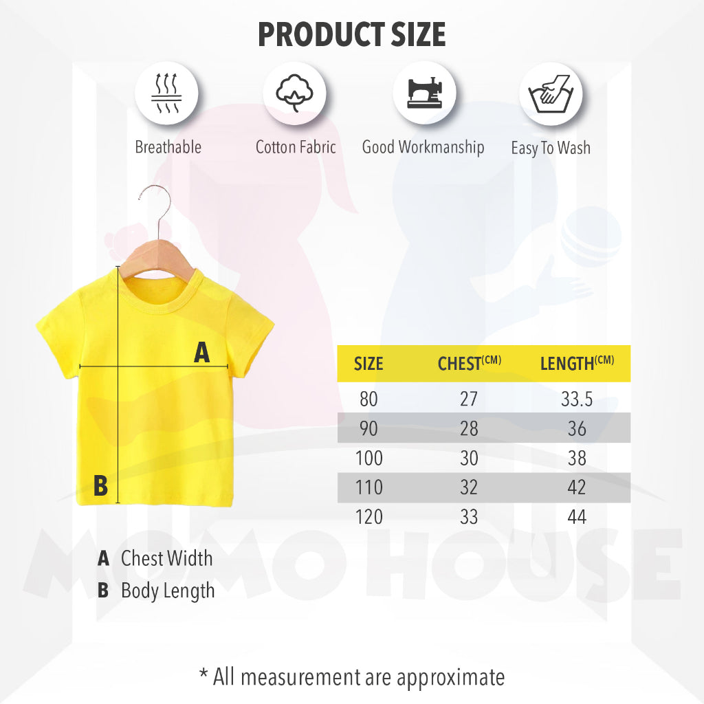 Kids T-shirt Kid s T Shirt Cotton Shirts Plain T Shirt Colour Tops Unisex Short Sleeve Tshirt Kosong Budak (MYB056)