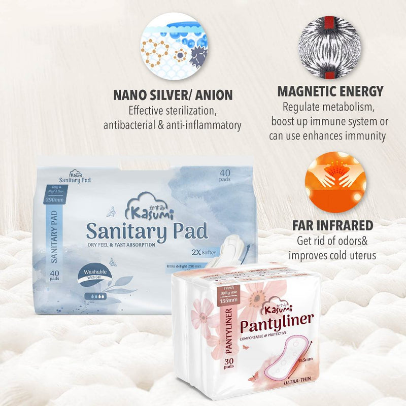 KASUMI Pad Sanitary Pad Panty Liner Pad Daily Fresh Wide & Comfortable 40s  (2 Pack With Gift)