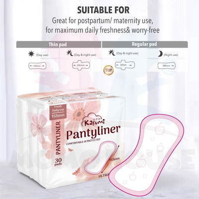 40pcs KASUMI Pad Panty Liner Pad Daily Fresh Wide & Comfortable (2 Pack With Gift)