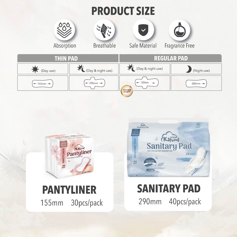 KASUMI Pad Sanitary Pad Panty Liner Pad Daily Fresh Wide & Comfortable 40s  (2 Pack With Gift)