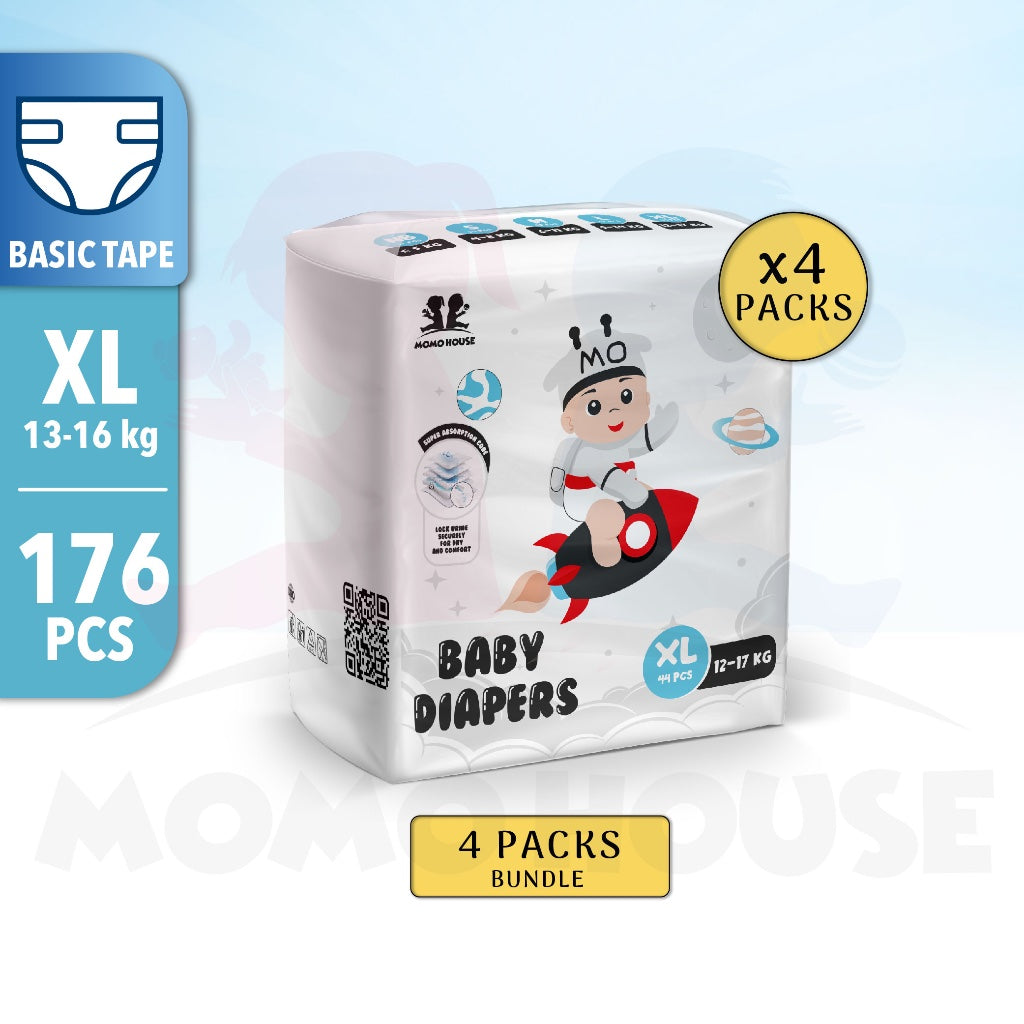 4 Packs Momo Zeroleak Momo House Baby Diaper Tape  - NB / S / M / L / XL