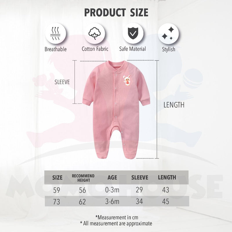 MOMO HOUSE Baby Romper Long Sleeve Newborn Baby Clothing Baju Newborn Baju Tidur Baby Sleepsuit Newborn Clothes
