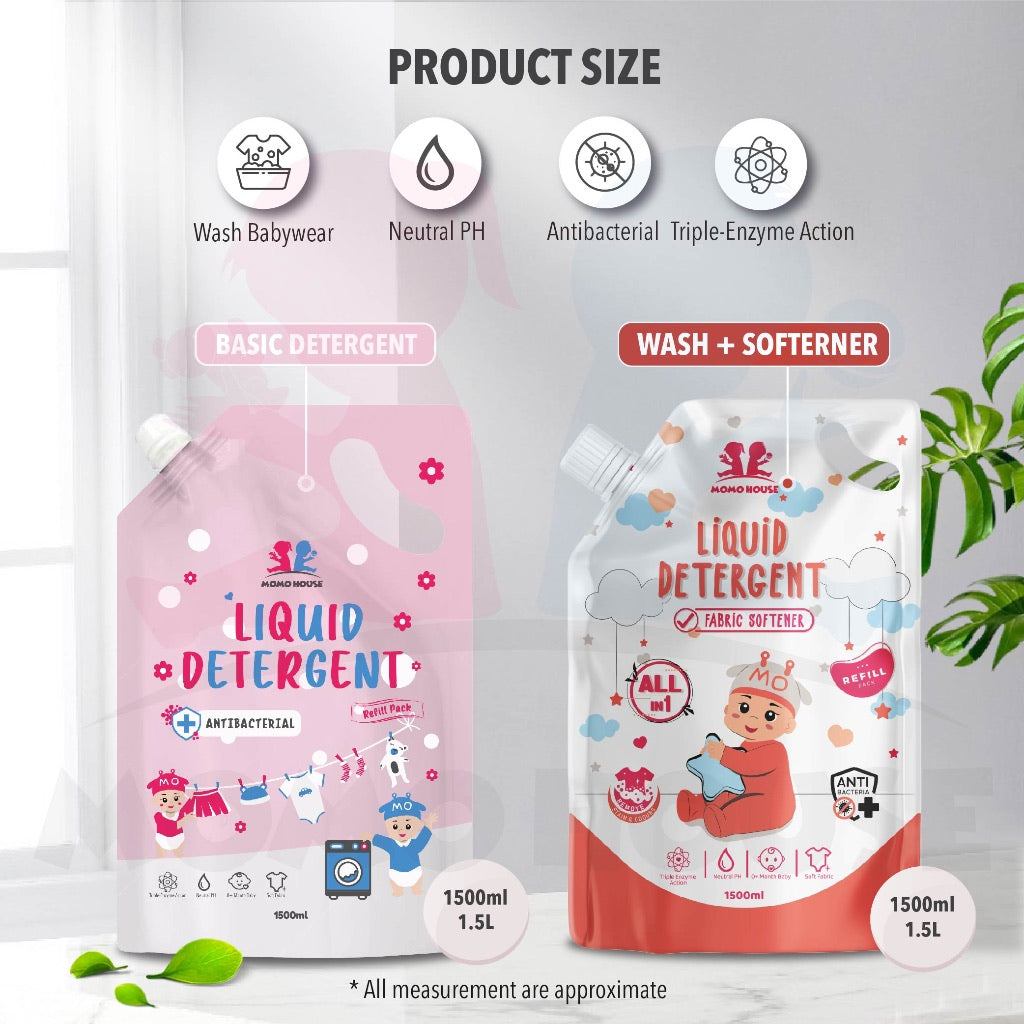1500ML/1.5L Momo House Liquid Detergent Spout Pouch Antibacterial Cleaner Refill Pack Laundry Detergent Baby
