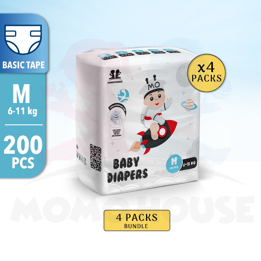 4 Packs Momo Zeroleak Momo House Baby Diaper Tape  - NB / S / M / L / XL