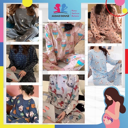 Baju Tidur Wanita Lengan Panjang Baju Tidur Perempuan Pajamas Women Cotton Pyjamas Women Sleepwear Pijamas Women (WP004)