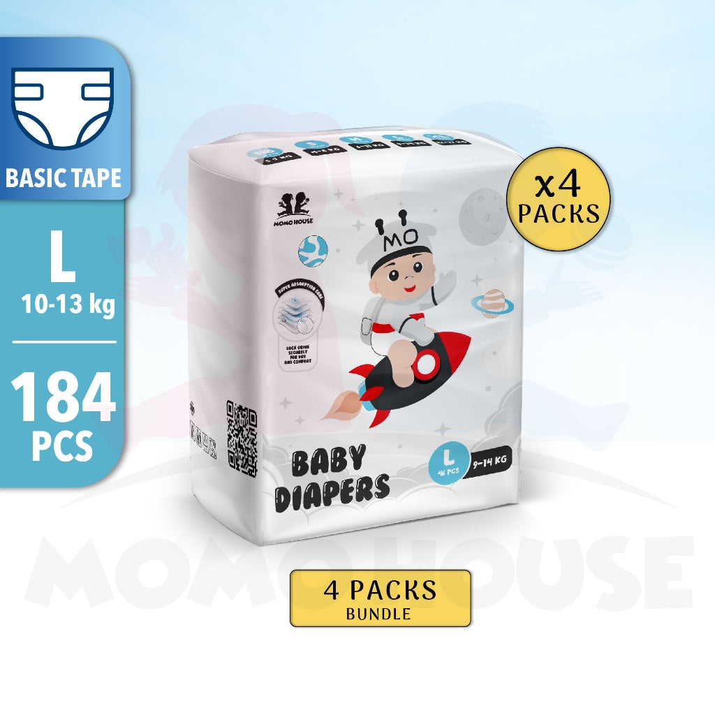 4 Packs Momo Zeroleak Momo House Baby Diaper Tape  - NB / S / M / L / XL