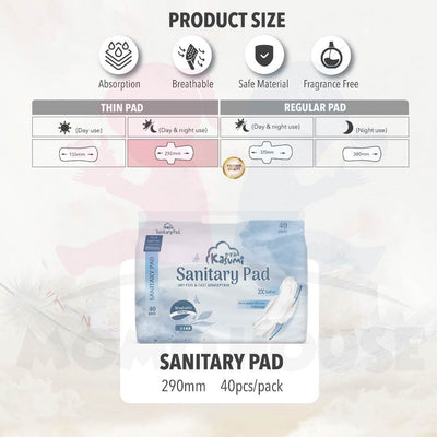 40pcs KASUMI Pad Sanitary Daily Fresh Wide & Comfortable (2 Pack With Gift)