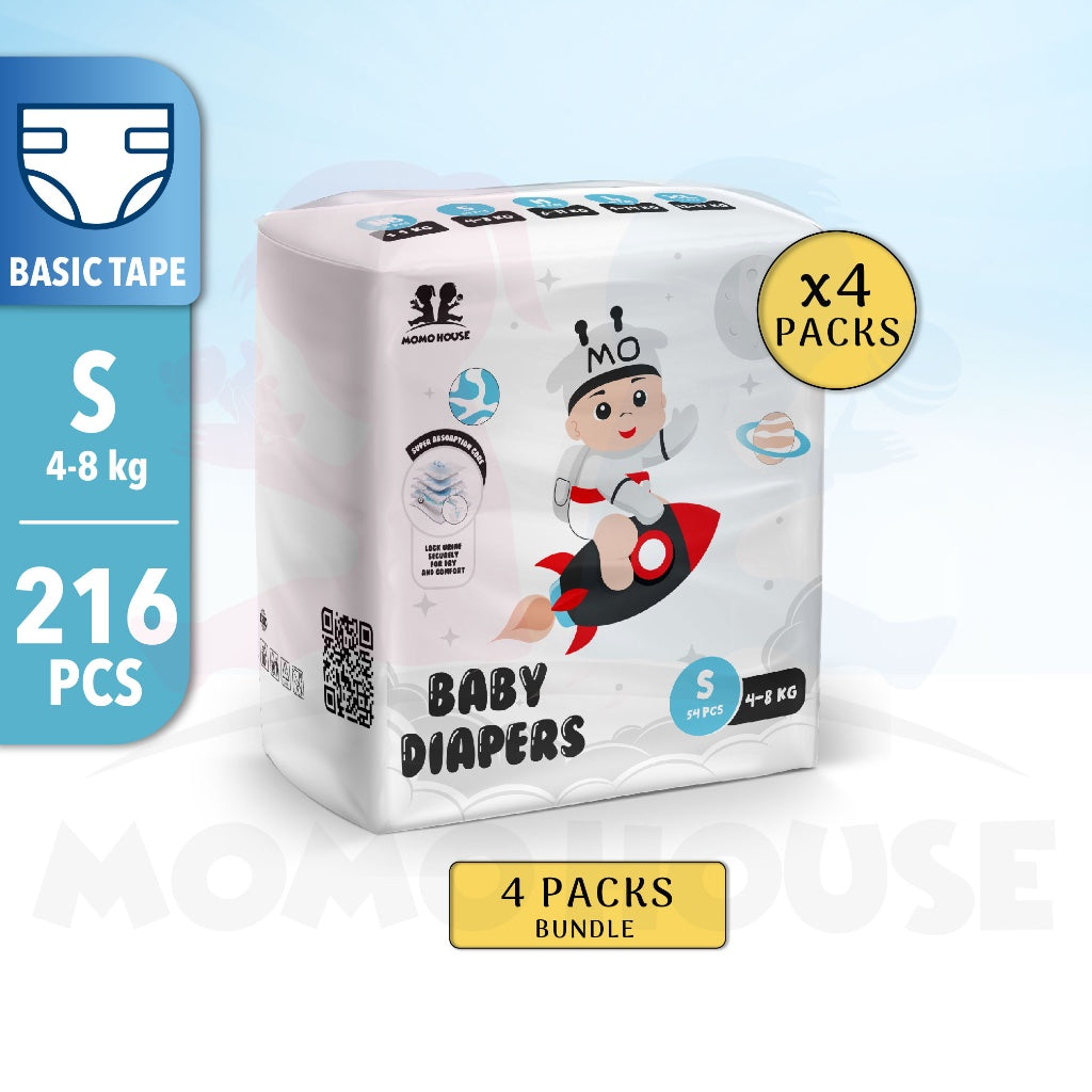 4 Packs Momo Zeroleak Momo House Baby Diaper Tape  - NB / S / M / L / XL