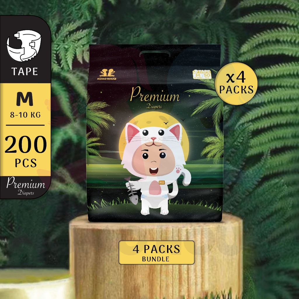 4 Packs Momo Zeroleak Momo House Baby Diaper Tape  - NB / S / M / L / XL