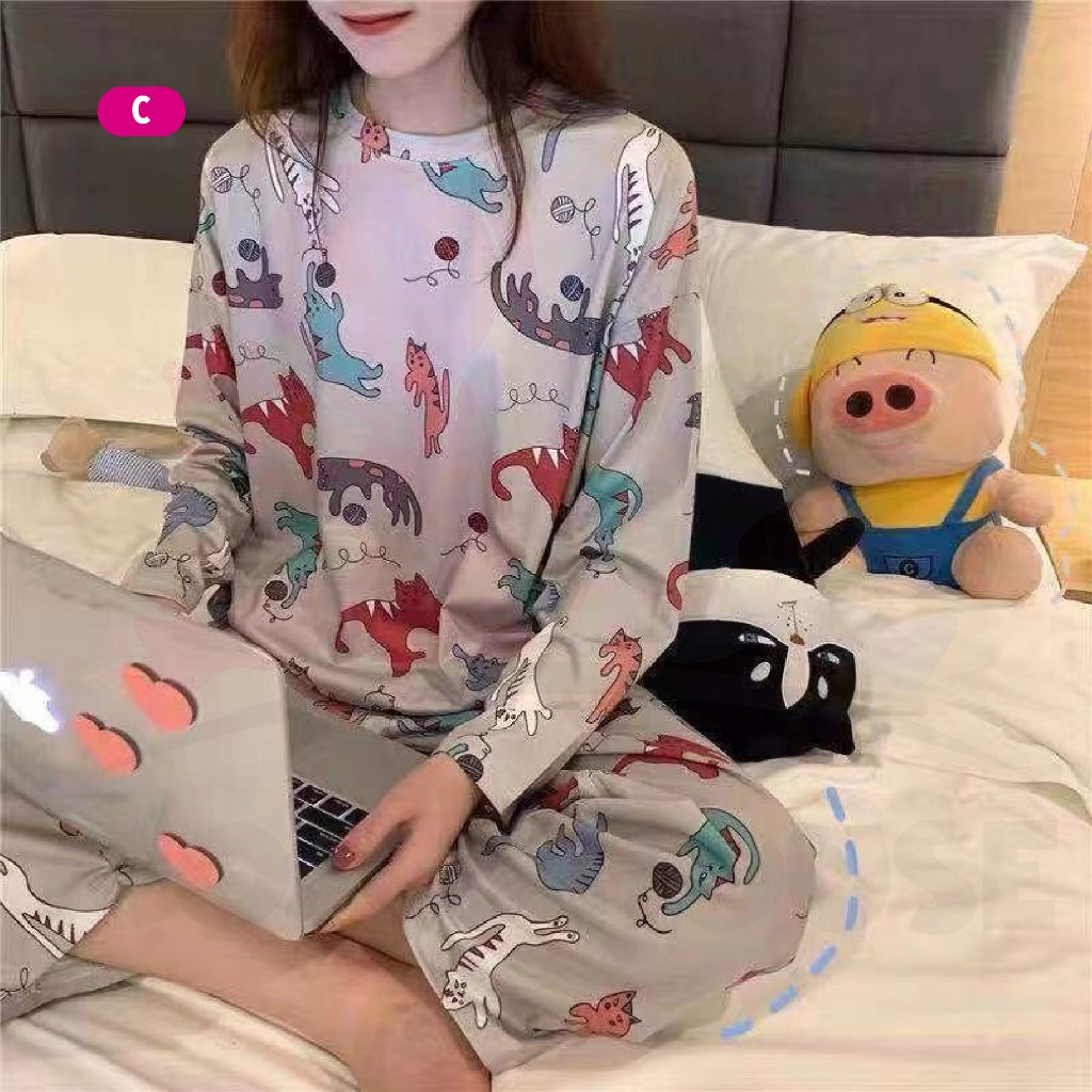 Baju Tidur Wanita Lengan Panjang Baju Tidur Perempuan Pajamas Women Cotton Pyjamas Women Sleepwear Pijamas Women (WP004)