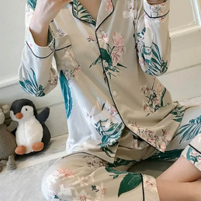 Cute Loose Women Pyjamas 100% Cotton Long Sleeve Nightwear Baju Tidur ( WP001 )