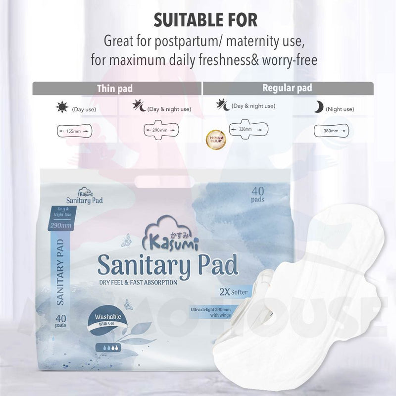 40pcs KASUMI Pad Sanitary Daily Fresh Wide & Comfortable (2 Pack With Gift)