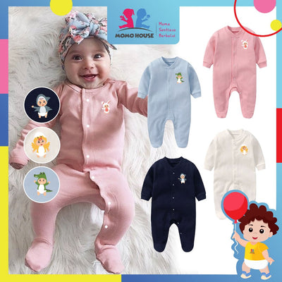 MOMO HOUSE Baby Romper Long Sleeve Newborn Baby Clothing Baju Newborn Baju Tidur Baby Sleepsuit Newborn Clothes