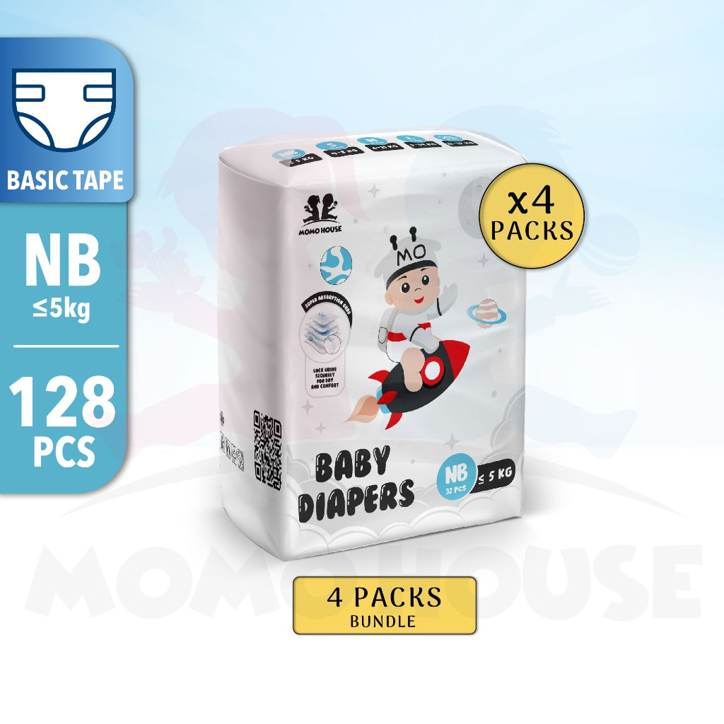 4 Packs Momo Zeroleak Momo House Baby Diaper Tape  - NB / S / M / L / XL