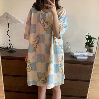 Women Dress Pyjamas 100% Cotton Short Sleeve Nightdress Sleepwear Baju Tidur Wanita Pajamas Women (WP002)
