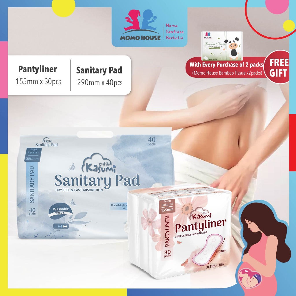 KASUMI Pad Sanitary Pad Panty Liner Pad Daily Fresh Wide & Comfortable 40s  (2 Pack With Gift)