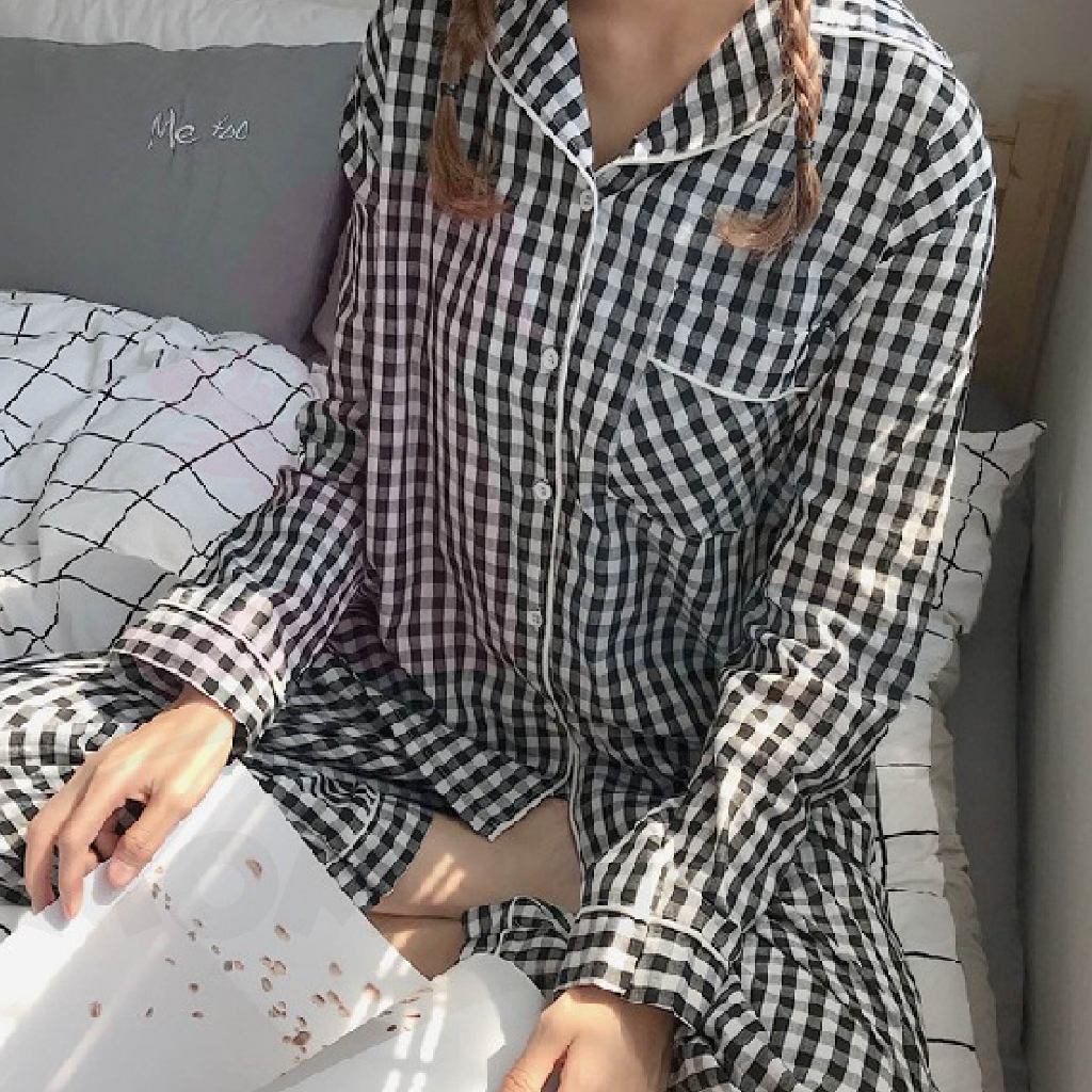 Cute Loose Women Pyjamas 100% Cotton Long Sleeve Nightwear Baju Tidur ( WP001 )