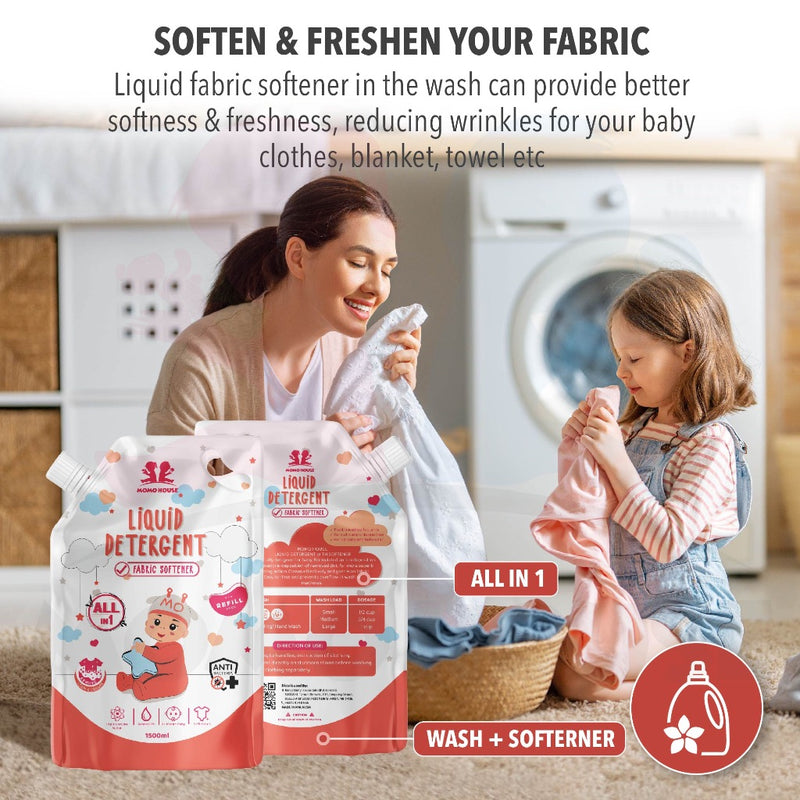 1500ML/1.5L Momo House Liquid Detergent Spout Pouch Antibacterial Cleaner Refill Pack Laundry Detergent Baby