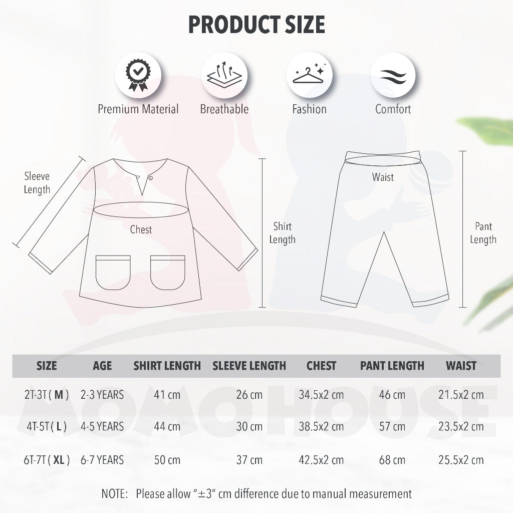 Momo House Baju Raya Budak Lelaki Kanak Kanak Baju Melayu Budak Teluk Belanga (BRB001)