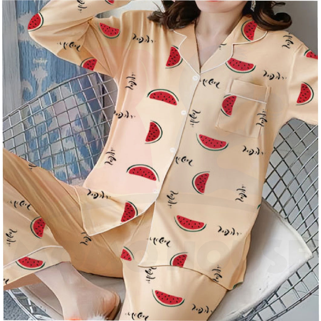Cute Loose Women Pyjamas 100% Cotton Long Sleeve Nightwear Baju Tidur ( WP001 )