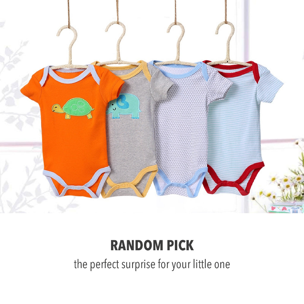 5 Pcs Pure Cotton Short Sleeve Baby Romper Boy / Girl Newborn Jumpsuit Random Pick (BM005)