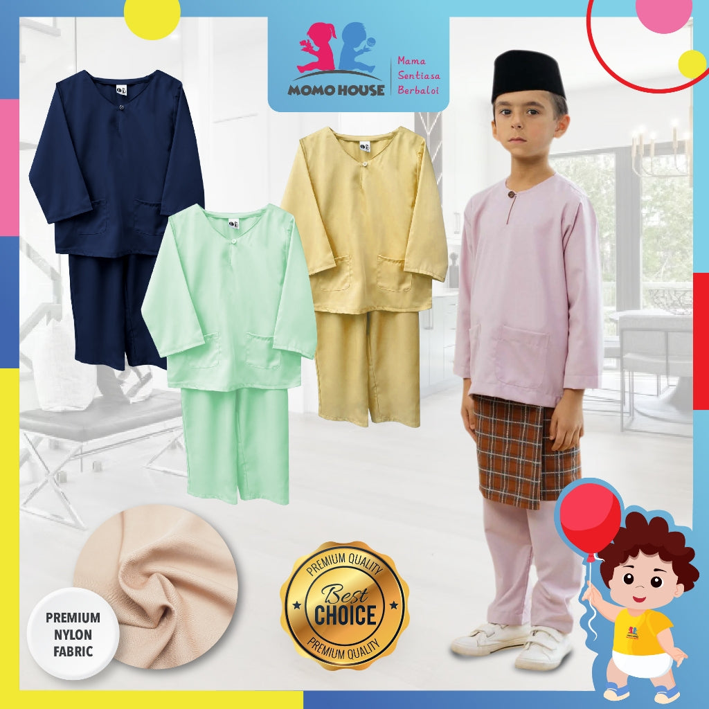 Momo House Baju Raya Budak Lelaki Kanak Kanak Baju Melayu Budak Teluk Belanga (BRB001)
