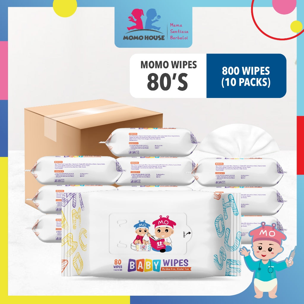 NEW(80's x 10 Packs) Baby Wipes Tissue Basah Tisu Basah Baby Wet Tissue Baby Wet Wipes (Non-Alcohol)