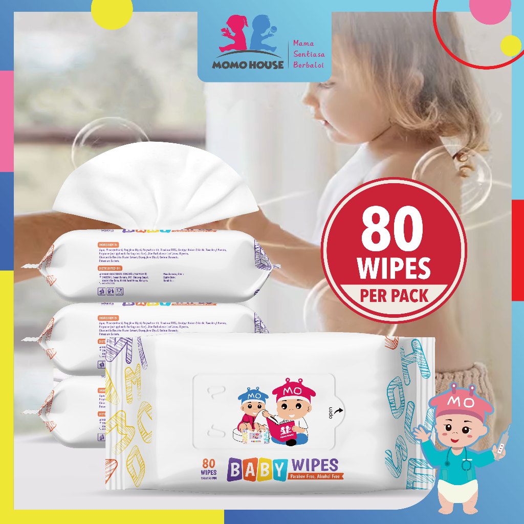 NEW(80's x 10 Packs) Baby Wipes Tissue Basah Tisu Basah Baby Wet Tissue Baby Wet Wipes (Non-Alcohol)