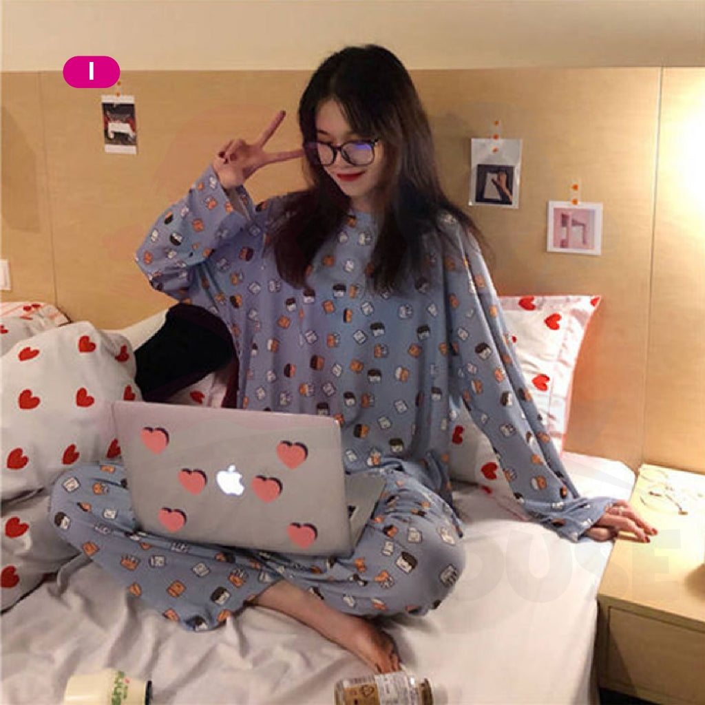 Baju Tidur Wanita Lengan Panjang Baju Tidur Perempuan Pajamas Women Cotton Pyjamas Women Sleepwear Pijamas Women (WP004)