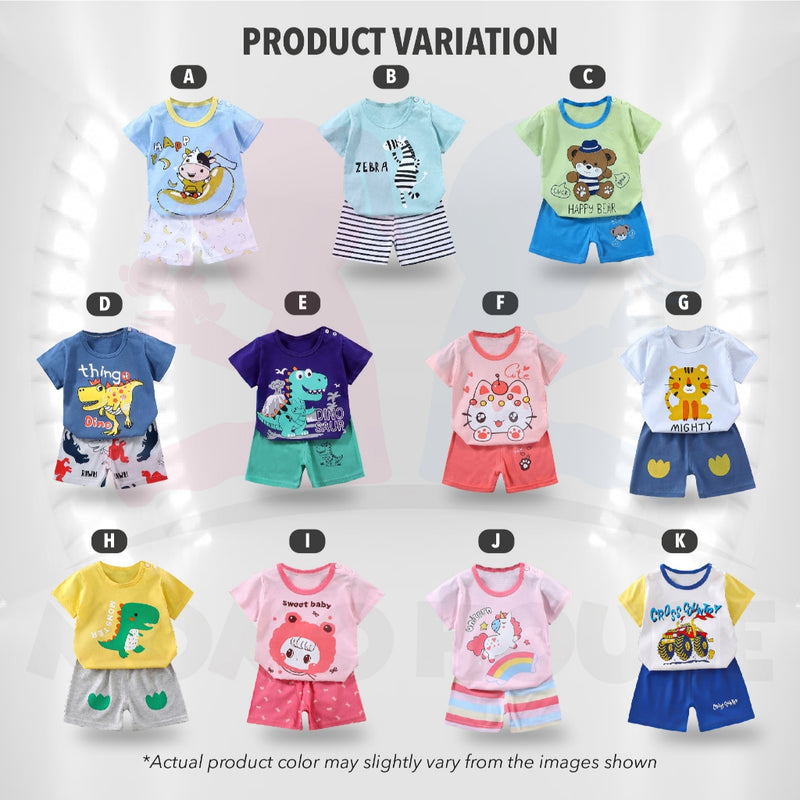 T-Shirt Newborn Baby Girls Boy Baju Murah Budak Baju Set Budak Baby Set Clothes Short Sleeve Shirt Cotton Shirt Kids