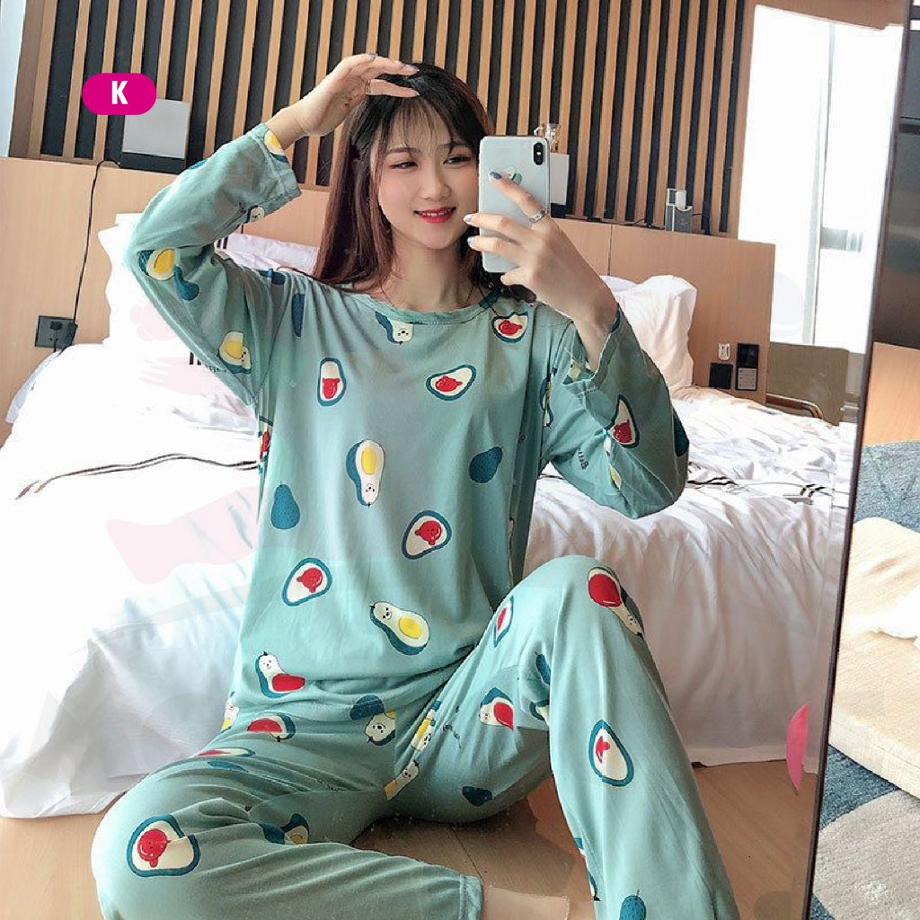 Baju Tidur Wanita Lengan Panjang Baju Tidur Perempuan Pajamas Women Cotton Pyjamas Women Sleepwear Pijamas Women (WP004)