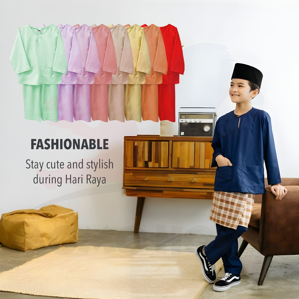 Momo House Baju Raya Budak Lelaki Kanak Kanak Baju Melayu Budak Teluk Belanga (BRB001)