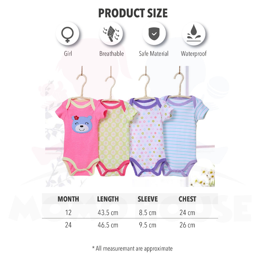 5 Pcs Pure Cotton Short Sleeve Baby Romper Boy / Girl Newborn Jumpsuit Random Pick (BM005)