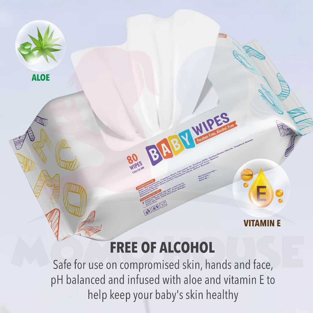 NEW(80's x 10 Packs) Baby Wipes Tissue Basah Tisu Basah Baby Wet Tissue Baby Wet Wipes (Non-Alcohol)