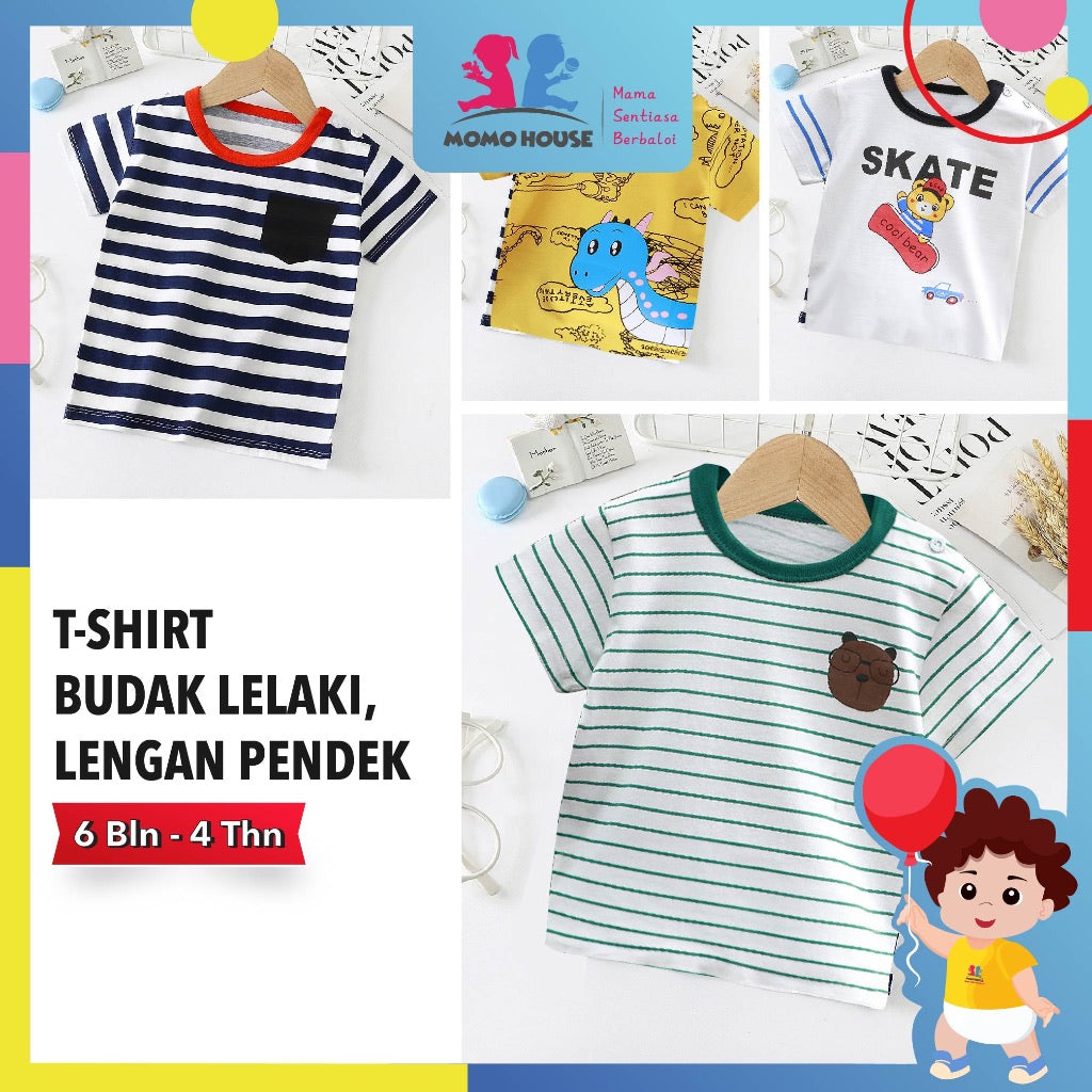 Baju Tshirt Budak Lelaki Baju Lengan Pendek Baby Short Sleeve Shirt Baju Budak Perempuan Clothes Baby Baju Budak Lelaki