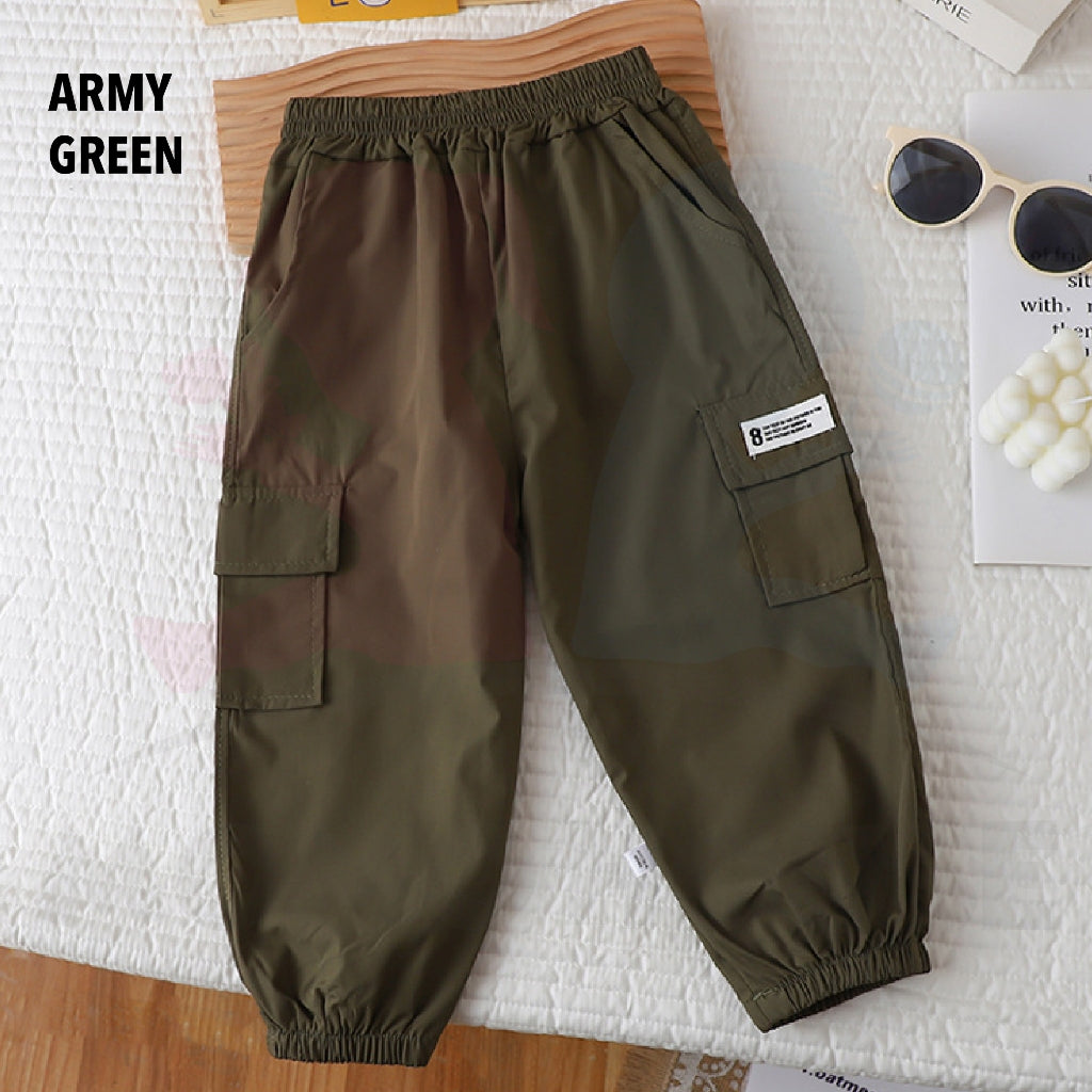 Kids Cooling Cargo Jogger with Elastic Waistband Seluar Cargo Kanak-Kanak Waistband Getah