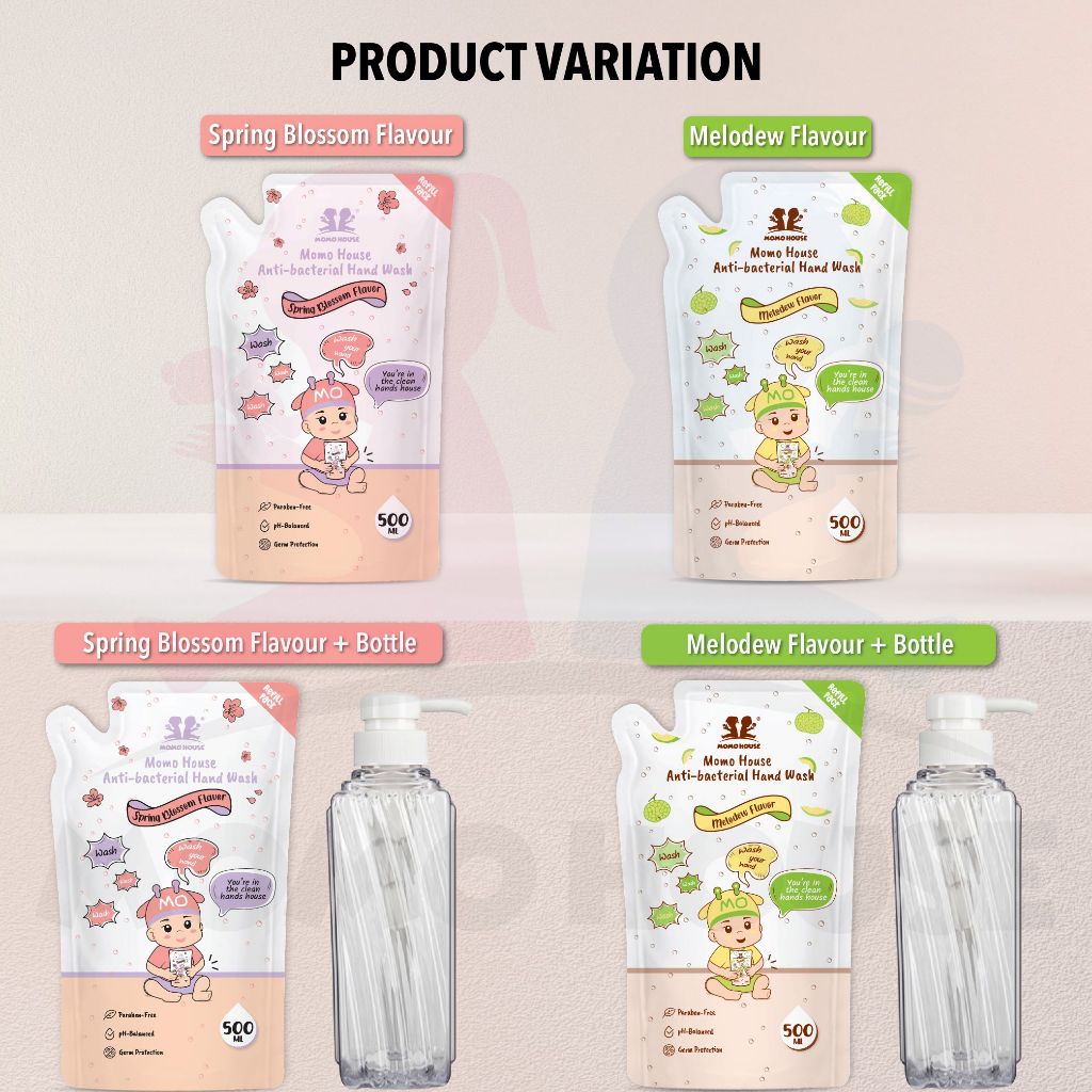 (HALAL) MOMO HOUSE 500ML  Anti-Bacterial Hand Wash  Paraben-Free Sabun Basuh Tangan Bayi (Refill Pack)