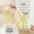 (2 to 8 year) Boy Summer Wear Kemeja Cotton Striped With Short Pants Set Kemeja Kanak-Kanak Lelaki
