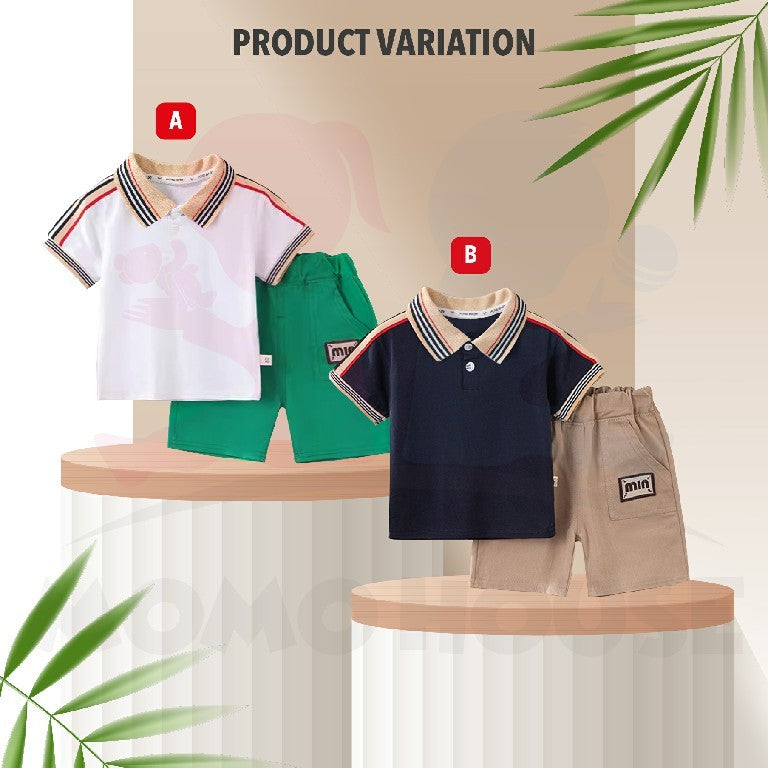 0-6Y 2PCS Baby Boy Terno Summer Cotton POLO Tshirt + Short Kids Outfit For Boys