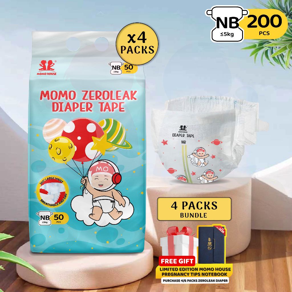 4 Packs Momo Zeroleak Momo House Baby Diaper Tape  - NB / S / M / L / XL