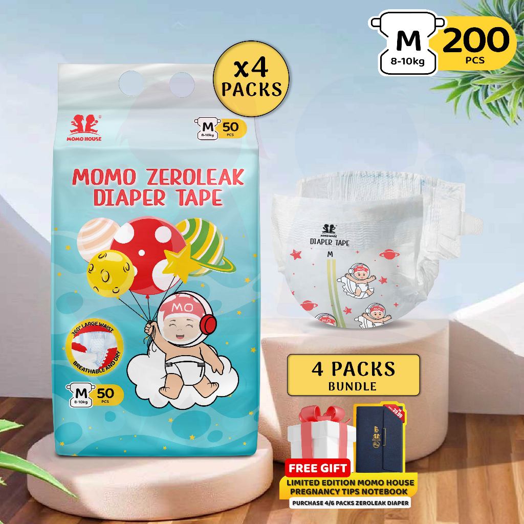 4 Packs Momo Zeroleak Momo House Baby Diaper Tape  - NB / S / M / L / XL