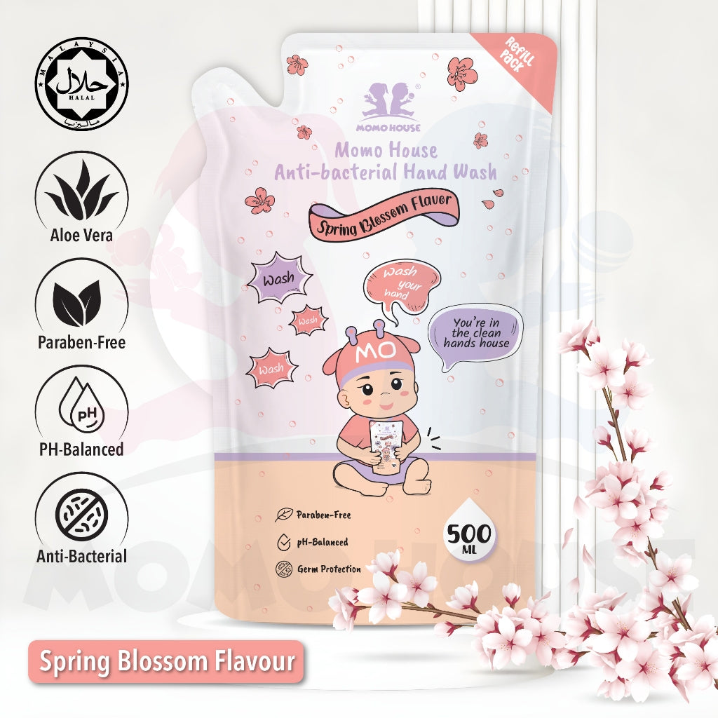 (HALAL) MOMO HOUSE 500ML  Anti-Bacterial Hand Wash  Paraben-Free Sabun Basuh Tangan Bayi (Refill Pack)