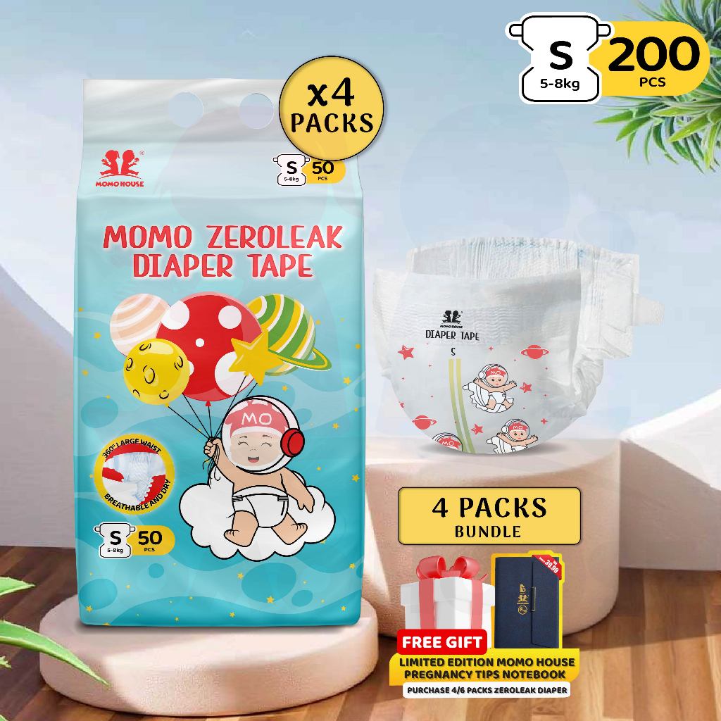 4 Packs Momo Zeroleak Momo House Baby Diaper Tape  - NB / S / M / L / XL