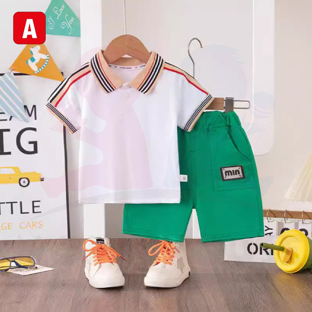 0-6Y 2PCS Baby Boy Terno Summer Cotton POLO Tshirt + Short Kids Outfit For Boys