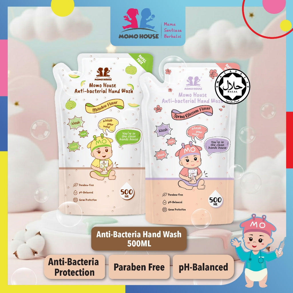 (HALAL) MOMO HOUSE 500ML  Anti-Bacterial Hand Wash  Paraben-Free Sabun Basuh Tangan Bayi (Refill Pack)