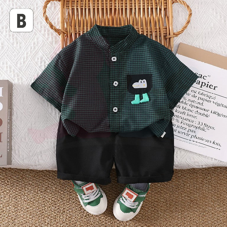Summer Children Cotton Child Boys Girls Clothes Plaid Shirts Shorts 2Pcs/sets Infant Kids Fashion Toddler Tracksuits 0-5