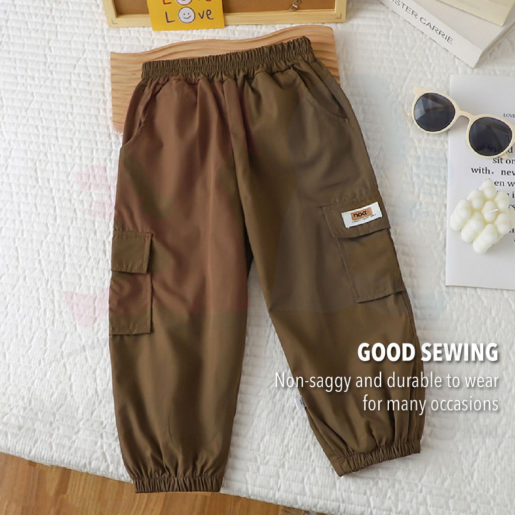 Kids Cooling Cargo Jogger with Elastic Waistband Seluar Cargo Kanak-Kanak Waistband Getah