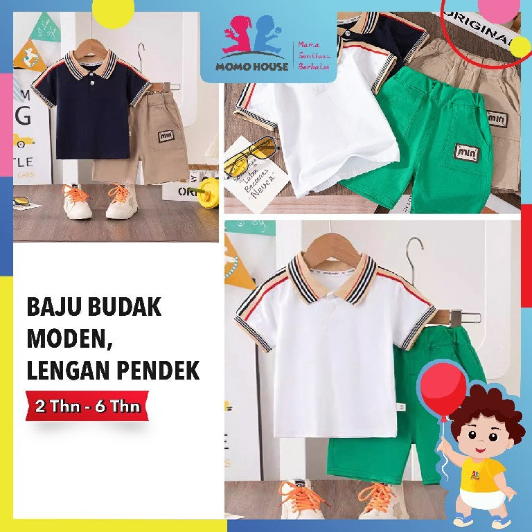 0-6Y 2PCS Baby Boy Terno Summer Cotton POLO Tshirt + Short Kids Outfit For Boys