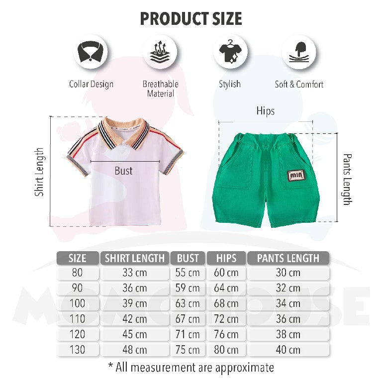 0-6Y 2PCS Baby Boy Terno Summer Cotton POLO Tshirt + Short Kids Outfit For Boys