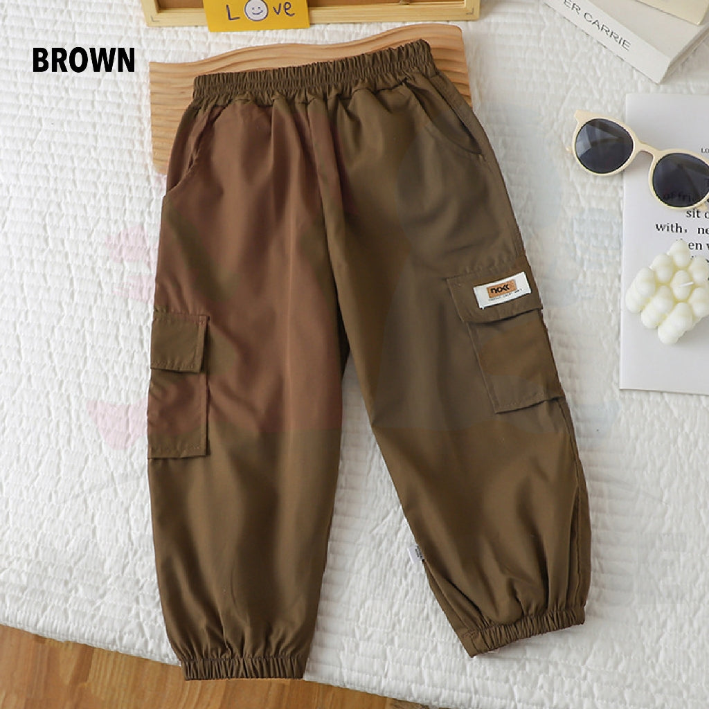 Kids Cooling Cargo Jogger with Elastic Waistband Seluar Cargo Kanak-Kanak Waistband Getah